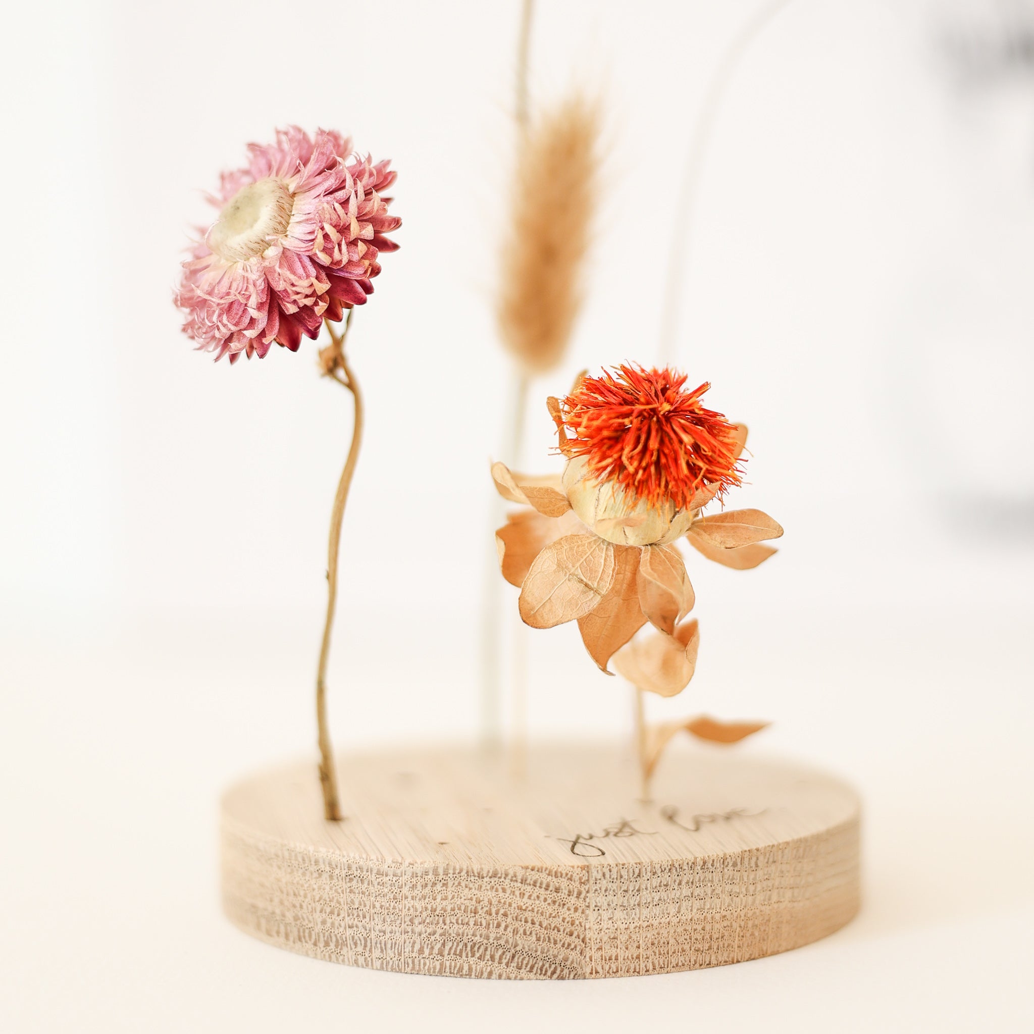 Blumenständer rund aus Holz für Trockenblumen